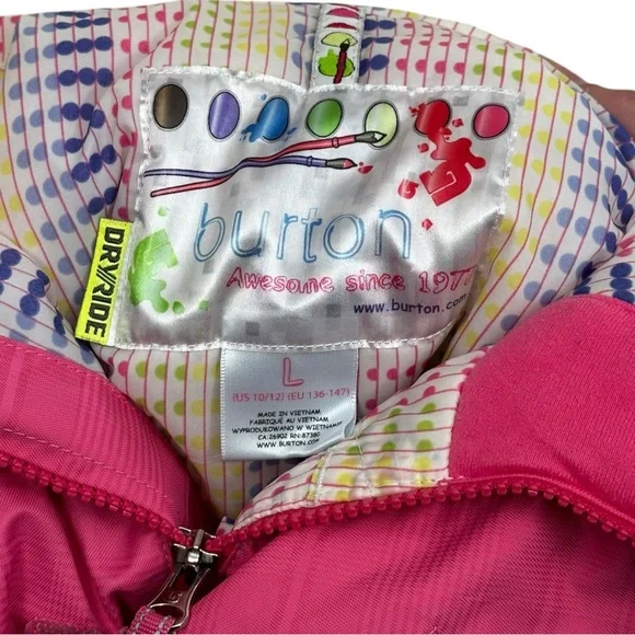 Burton Girls Large Pink Snow Boarding Ski Jacket Dry Ride - Picture 2 of 5